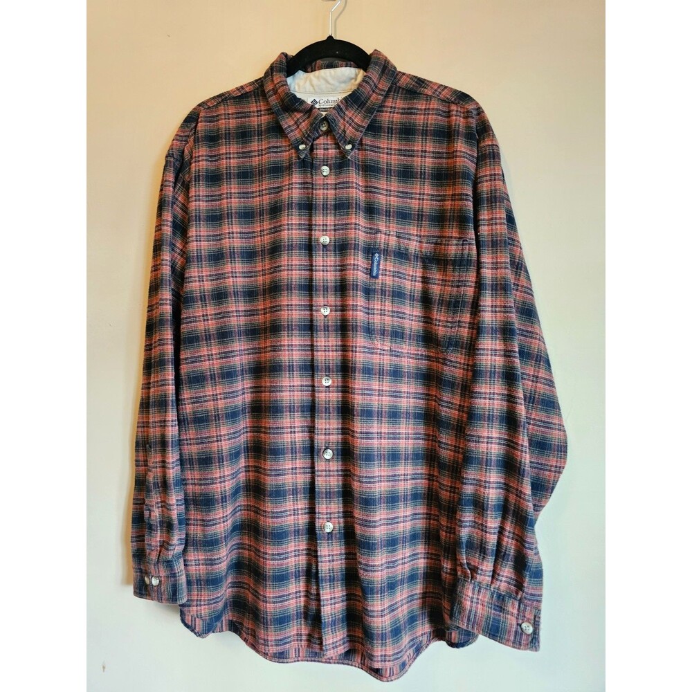 Columbia Button Down Shirt Mens size XXL Red Tan Black Flannel Cotton